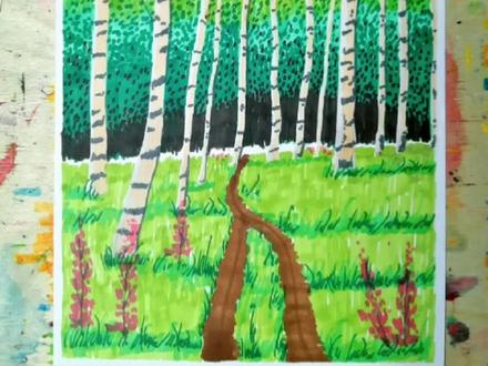 马克笔教你画大森林,简单漂亮吧,一起画一画吧#一起学画画 #春天的色彩 #画森林 #想画就画 #手绘 #画画打卡 #一看就会系列 #画画使我快乐 @DOU+小助手 @抖音小助手