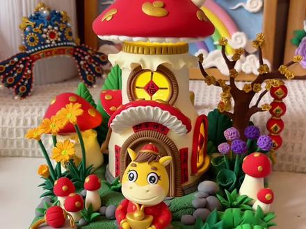 新年款蘑菇小夜灯 超轻粘土手工制作2026马年新年春节场景摆件#粘土 #超轻粘土手工 #幼儿园手工 #新年手工 #马年手工