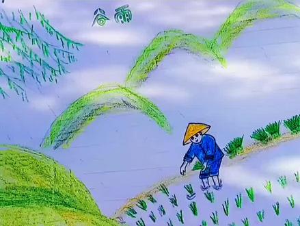 简笔画谷雨手抄报 谷雨至插秧忙#简笔画#谷雨