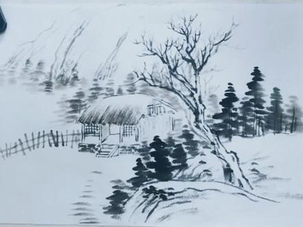 茅草房的点景画法分享#国画山水 #零基础学画画 你