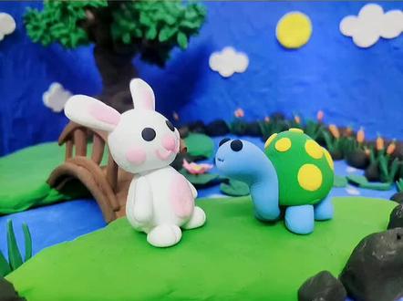 粘土动画故事《龟兔赛跑》#粘土 #故事 #手工 #动画 #少儿 #教育#亲子