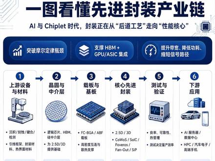 华为韬定律背后 真正受益的是先进封装 AI 芯片越来越大,HBM 要和 GPU 高速互连,Chiplet 成为主流,先进封装正在从“后道工艺”升级为“算力竞争核心”。这期讲清楚: 先进封装产业链、华为韬定律的关系、美股核心公司、A 股核心公司,以及美股和 A 股投资逻辑的区别。#AI #半导体 #韬定律 #A股 #美股