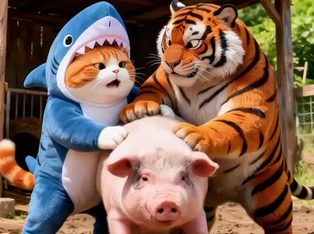 你们还记得小时候过年按住的场景吗?今天吃红烧肉#橘猫做饭 #按猪 #胖橘猫日常 #ai萌宠成精了 #ai萌宠出道计划