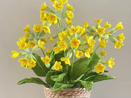 田园风黄花九轮草#扭扭棒手工 #扭扭棒 #扭扭棒花束 #扭扭棒教程 #扭扭棒的100种玩法