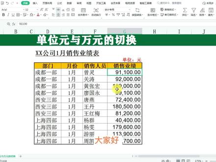 办公技巧-单位元与万元格式切换 #excel #excel技巧 #办公技巧 #office办公技巧