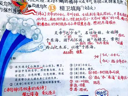 四年级语文上册第13课《精卫填海》视频讲解#关注我持续更新小学知识 #四年级上册语文 #部编版语文知识分享 #预习课本 #小学语文必考知识点盘点