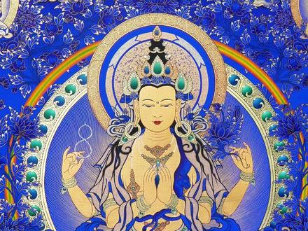 蓝唐四臂观音介绍 #唐卡 #手绘 #中华文化 #国家级非遗 #贡秋非遗