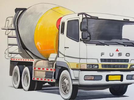 今天画一辆三菱扶桑混凝土搅拌车 #画画 #搅拌车#工程车