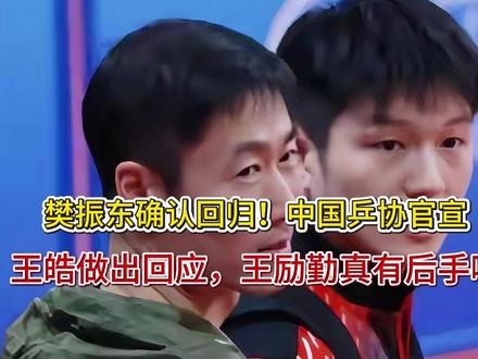 樊振东确认回归!中国乒协官宣,王皓做出回应,王励勤真有后手啊