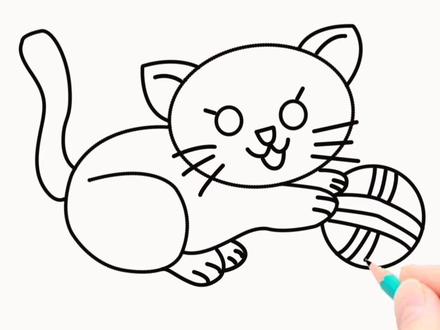 玩毛线球的小猫咪#简笔画 @DOU+小助手 @抖音小助手