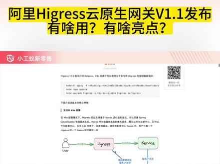 阿里开源Higress云原生网关V1.1发布 有啥用?有啥亮点? #小工蚁 #higress