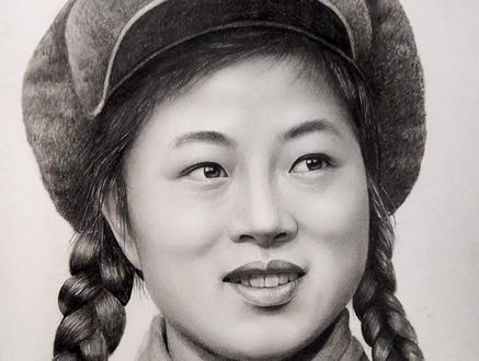 美丽的志愿军女战士#素描 #画画 #致敬 #志愿军