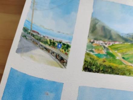 青岛海边一幅简单的小小画#水彩画 #小风景