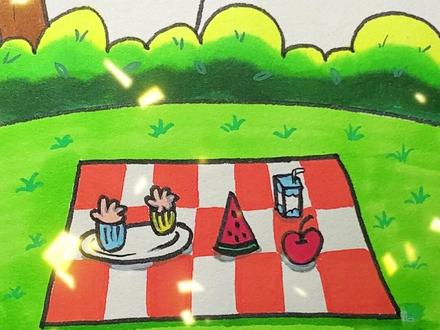 🪁春意盎然,微风拂面,与好友共享美好时刻,用画笔记录下踏青野餐的美好时光吧!#简笔画 #一学就会系列 #春游简笔画 #放风筝主题画 #春游放风筝