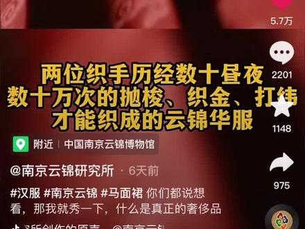 #传统文化 #着我汉家衣裳兴我礼仪之邦 #出发吧网红建邺 你知道让云锦闪闪发光的秘诀吗?