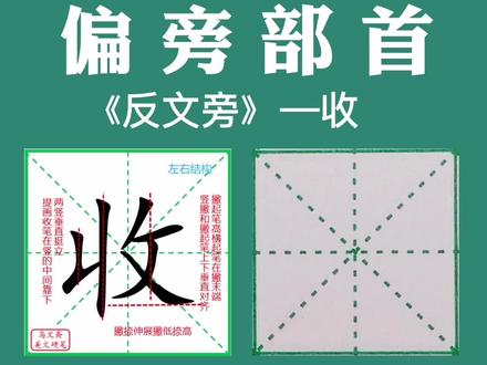 偏旁部首《反文旁》例字讲解—收#书法 #手写 #原创 #我要上热门 #分享 #教育