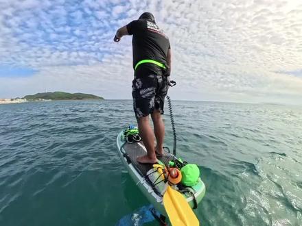 自制电动水翼套件边飞边解说赤岭风景区海胆岛