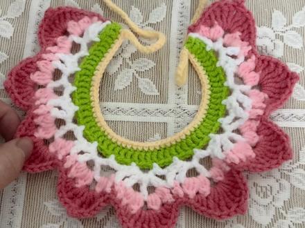 毛线钩织荷花猫咪围脖教程#毛线编织围脖