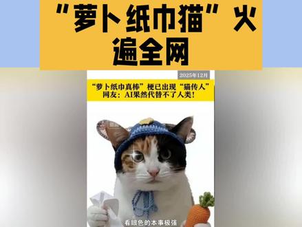 一只猫咪竟能“察言观色”火遍全网,这究竟是何方神圣?“萝卜纸巾猫”的魔力究竟有多大?#可爱到爆炸💥 #萌宠 #上热搜