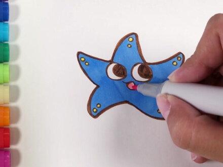 儿歌多多动物简笔画,海星,海洋里也有星星?一起学画美丽的海星