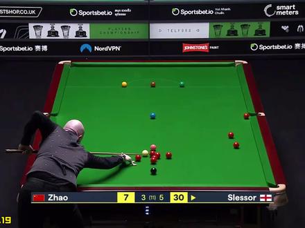 球员锦标赛:决胜局来了,赵心童开挂准度疯狂进攻,对手奔溃#斯诺克 #台球 #赵心童 #球员锦标赛