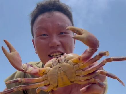 灵芝蟹简直是美味中的美味…#户外 #野外生存 #荒岛求生 #iphone13pro