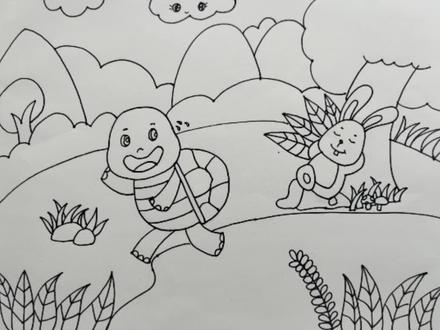 #一起学画画 #简笔画 #每日一画 #创意美术 龟兔赛跑,到底谁赢啦?