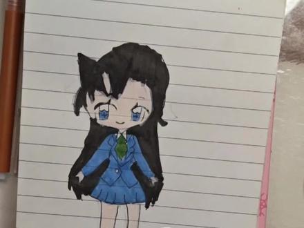 小朋友画小兰,她开朗大方,真诚热忱,富有强烈的责任感和正义感。#名侦探柯南 #小兰#画画 #Q版