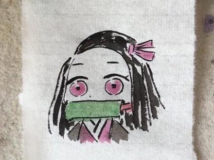 水墨动漫免费教学|祢豆子 #手绘 #水墨动漫 #教学 #鬼灭之刃 #灶门祢豆子