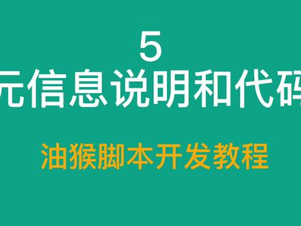5 元信息说明和代码-油猴脚本开发教程 #油猴脚本 #元信息 #浏览器插件 #编程入门