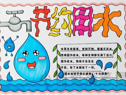 节约用水手抄报,简单好看,有线稿可打印喔#节约用水手抄报 #节约用水 #手抄报 #小学生手抄报 #手抄报模板