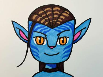 挑战成为十万粉丝博主第1天,画阿凡达#生活服务热点中心 #阿凡达 #跟着抖音学画画 #画画 #简笔画