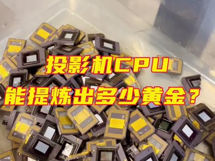 投影机CPU能提炼出多少黄金?#电子垃圾提炼黄金 #提炼黄金 #锌丝置换法