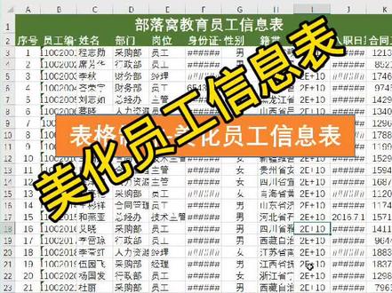 美化员工信息表
调整合适的列宽行高
调整合适的文字大小
设置超级表美化表格