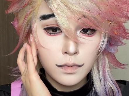 5min沉浸式画童磨cos妆! #cos #cos妆 #沉浸式 #童磨 #鬼灭之刃