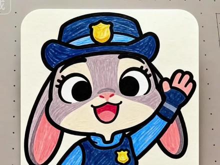 教你画兔子警官朱迪#疯狂动物城 #朱迪尼克的教程 #疯狂动物城cp #一学就会的简笔画 #秀出你的画画作品