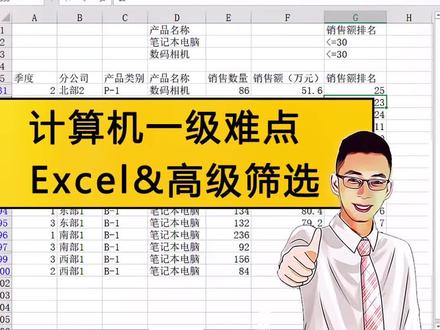 计算机一级重难点😭“Excel高级筛选” 9月考试必学👀#计算机一级 #excel @云呱计算机二级