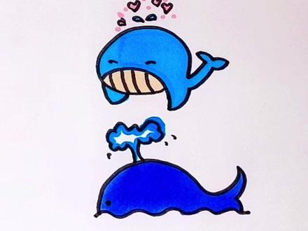 呆萌可爱蓝鲸简笔画#感谢抖音我要上热门➭ #简笔画画