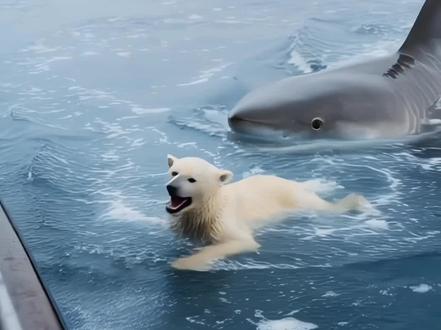 救助被鲨鱼追击的小北极熊 #动物救助#萌宠出道计划#万物皆有灵性