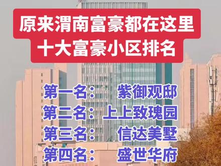 原来渭南富豪都在这里十大富豪小区排名#房产