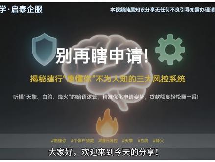 深度解析惠懂你三大风控系统 #企业贷款知识 #创作者中心 #烽火系统 #天擎系统 #白鸽系统