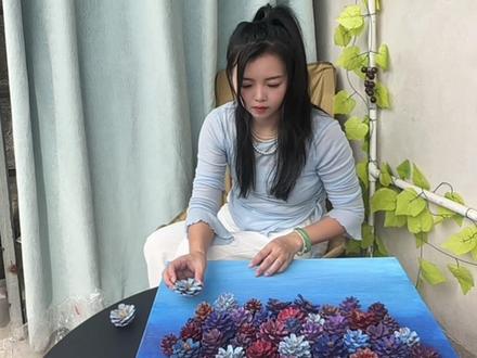 你们要的松果画制作教程来啦#松果手工制作