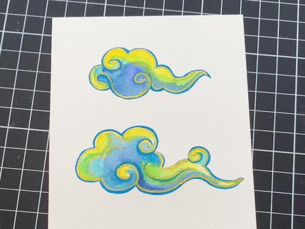 传统纹样之祥云涂色教程#水彩#丙烯马克笔