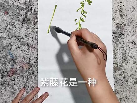 1分钟学写意紫藤——慢速讲解(上)#写意 #国画 #紫藤