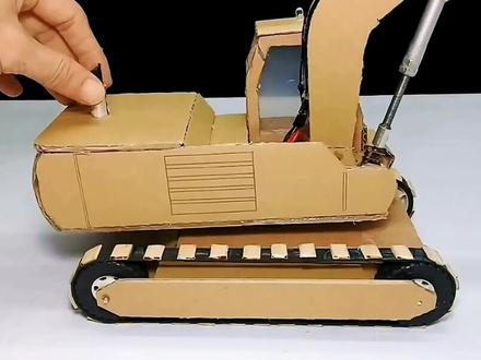 如何用纸板制作液压挖掘机#科技小手工小制作#动手制作#学生科技手工作业#创意手工