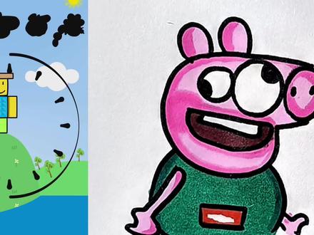 掉进水里的小猪佩奇。 #简笔画