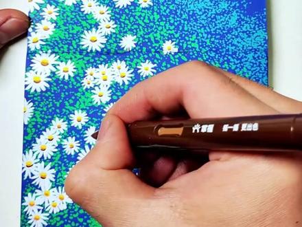 新手也能画的白色花海保姆级教程丨丙烯马克笔 #手绘 #画画 #想画就画 #跟着抖音学画画 #丙烯马克笔