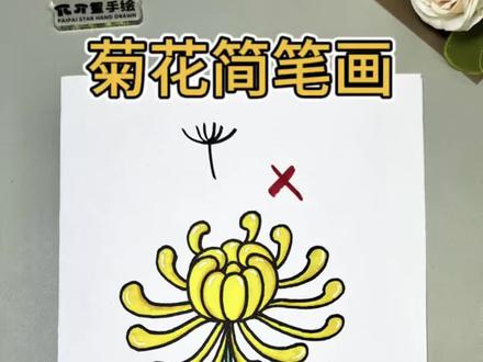 菊花简笔画 清明节到了,来这样画菊花一学就会,快来动手试试吧!#菊花简笔画 #清明节简笔画 #简笔画 #一学就会的简笔画 #零基础学画画