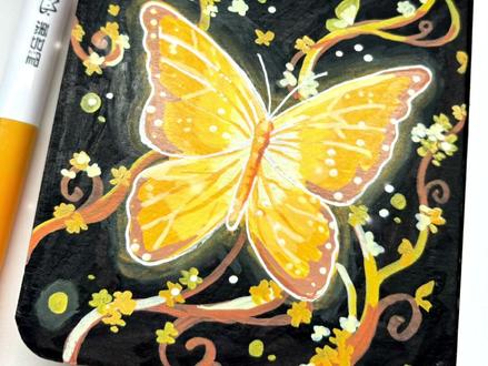 翻翻乐1️⃣8️⃣金色蝴蝶🦋 #蝴蝶 #绘画教程 #跟着抖音学画画#丙烯马克笔绘画 #慕多星丙烯马克笔