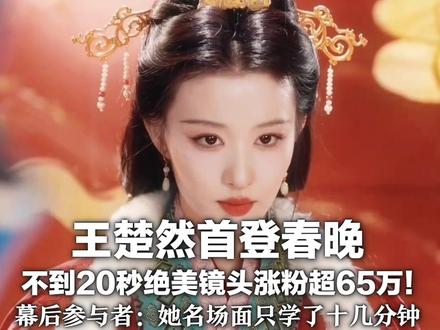 王楚然首登春晚 战国袍配合破碎感眼神演活王昭君 不到20秒绝美镜头涨粉超65万!幕后参与者:她名场面只学了十几分钟
